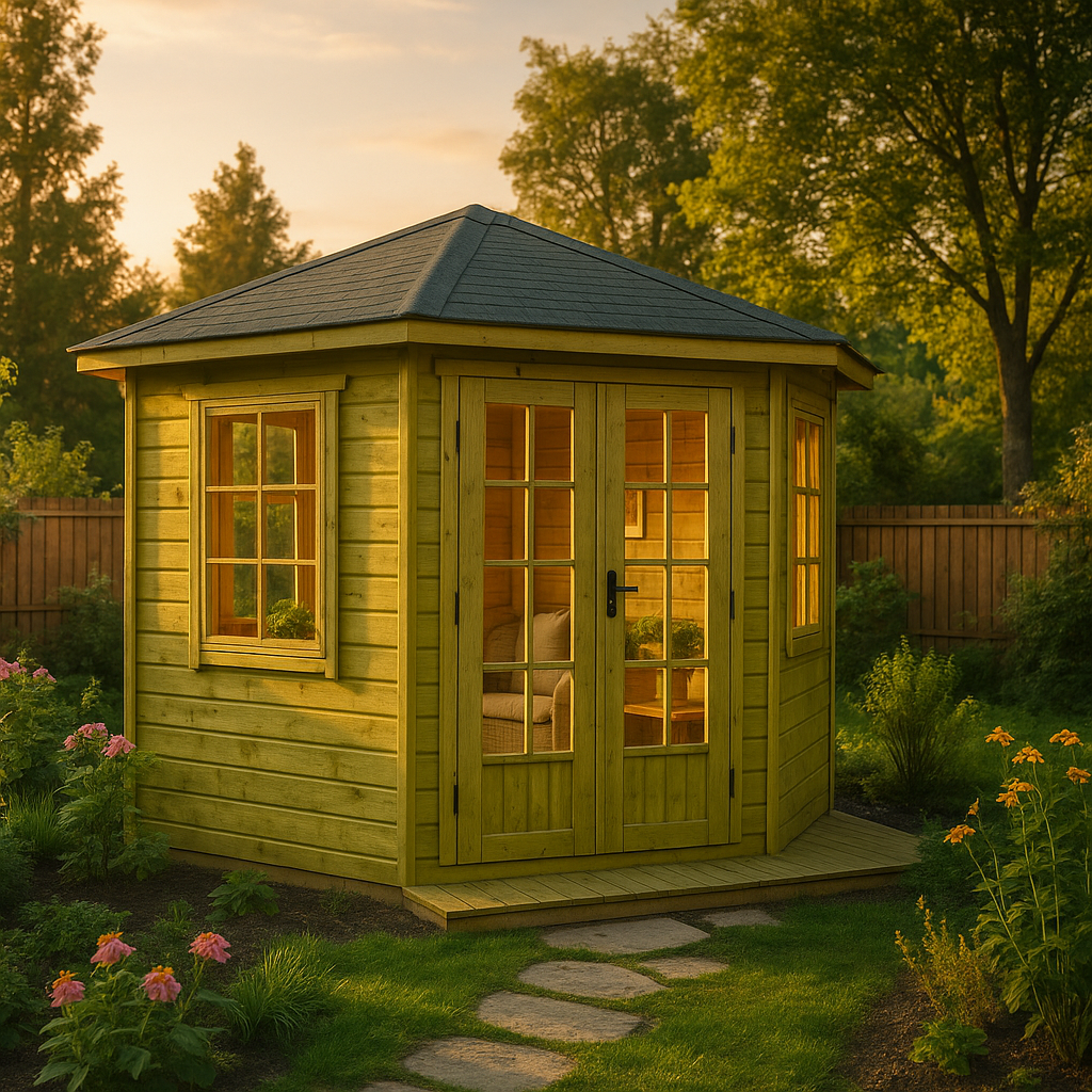 ECO Set - Gartenhaus  5-Eck  Modell Sunny-A -imprägniert