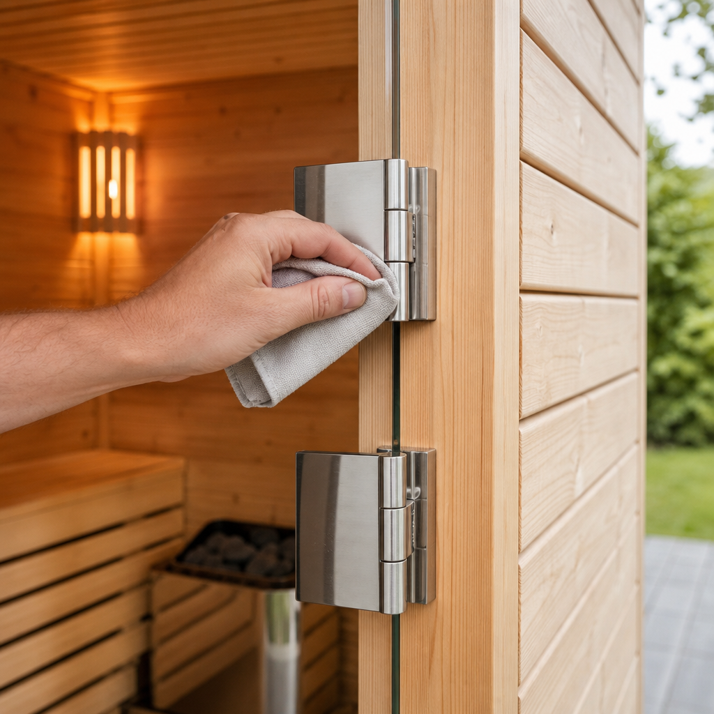 Edelstahlbeschläge an Gartensaunen reinigen und vor Korrosion schützen