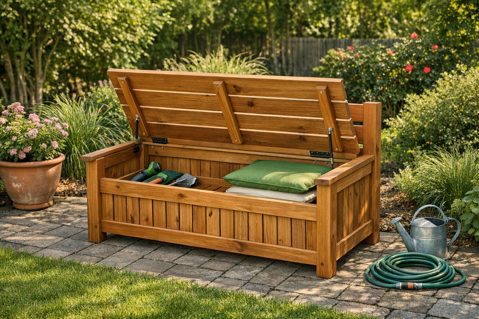 Gartenbank mit Stauraum selber bauen – Bauanleitung Schritt für Schritt