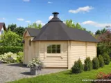 Neues Modell der Gartenhausfabrik erhältlich: Fjordholz Grillkota mit Anbau Modell Ida 17+4m²