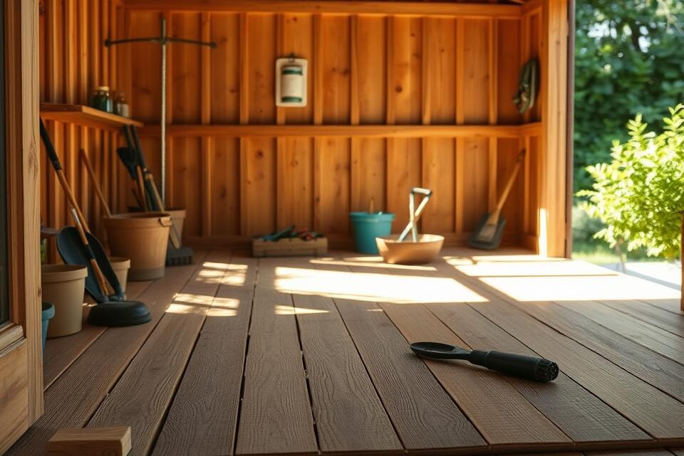 Feuchtigkeitssperre für den Gartenhaus-Boden Feuchtigkeitssperre für den Gartenhaus-Boden