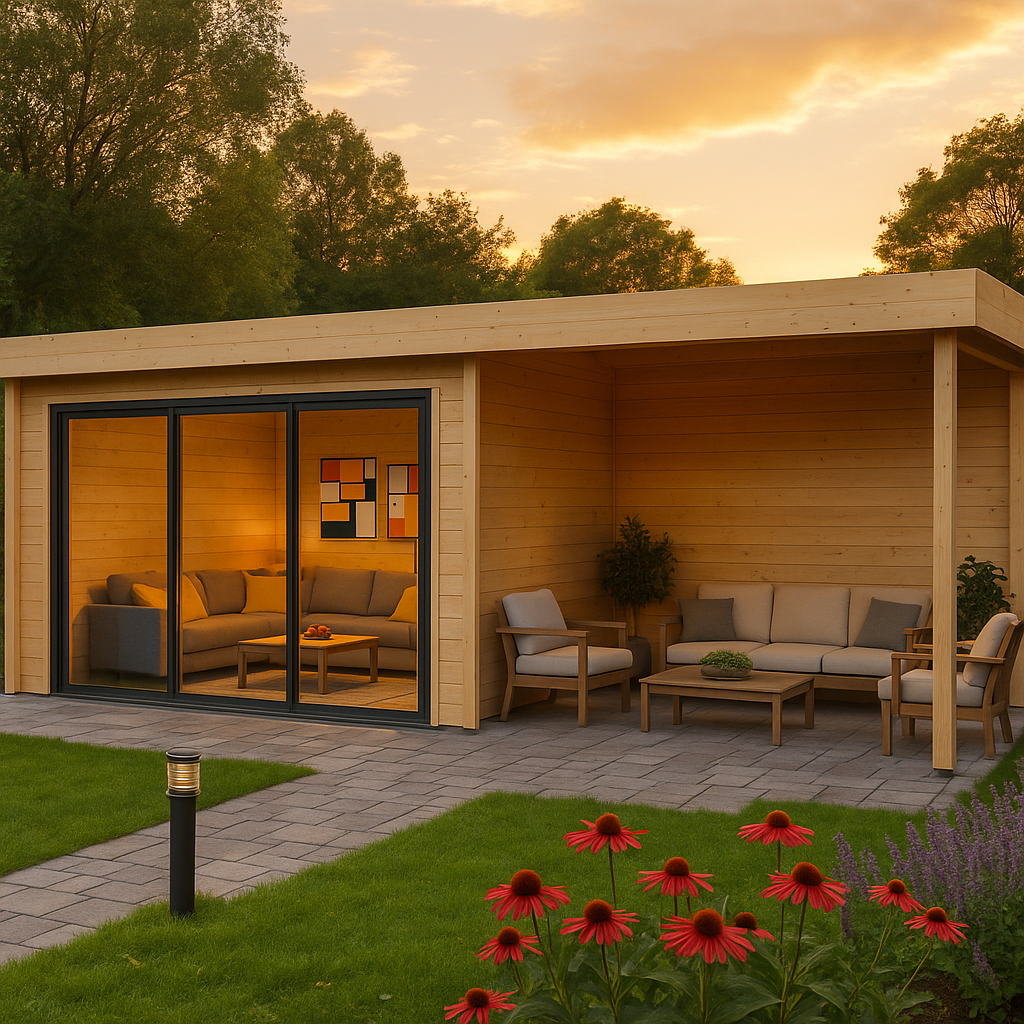 Fjordholz Gartenhaus Alu Concept 44 A mit Anbau Fjordholz Gartenhaus Alu Concept 44 A mit Anbau