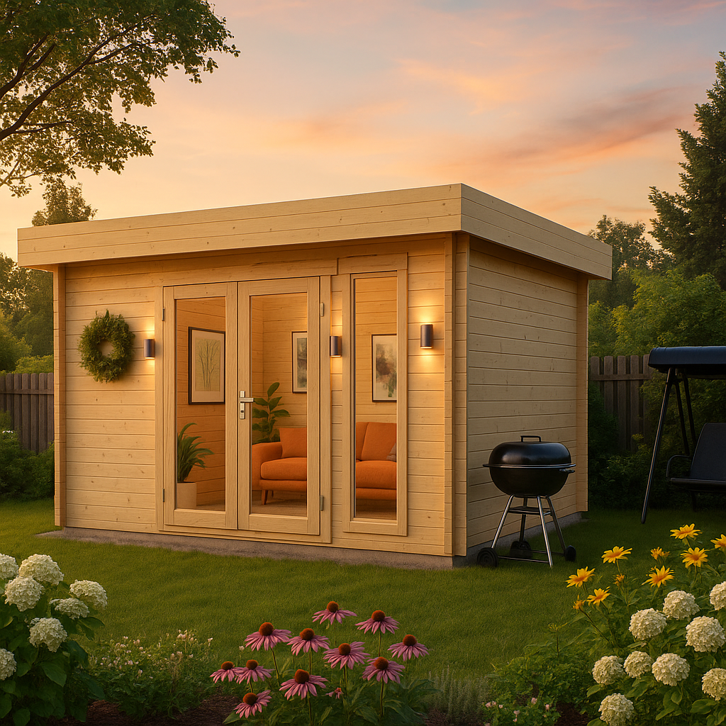 Fjordholz Gartenhaus mit Flachdach Modell Kubi Mid Fjordholz Gartenhaus mit Flachdach Modell Kubi Mid