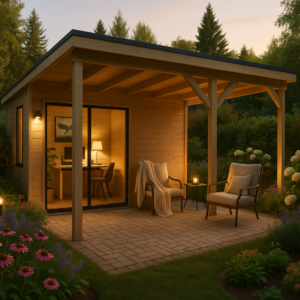 4x3m Fjordholz Gartenhaus Modell Amrum-2 mit Vordach| Rabatt: 26% Unkategorisiert online kaufen