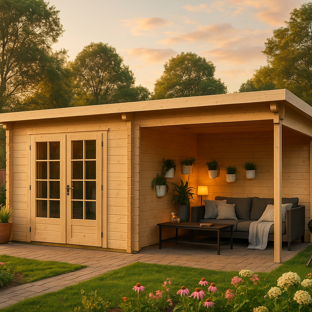 Fjordholz Gartenhaus Modell Jacob 44 B mit Seitend Fjordholz Gartenhaus Modell Jacob 44 B mit Seitend