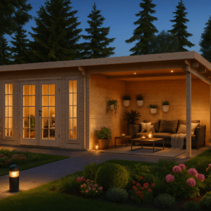 7x4m Fjordholz Gartenhaus Modell Jacob 44 B mit Seitend| Rabatt: 26%