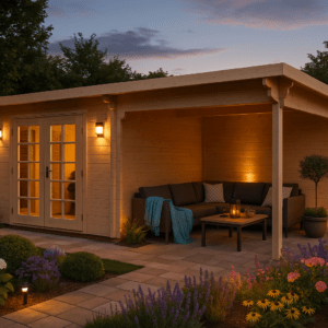 7x4m Fjordholz Gartenhaus Modell Jacob 44 C mit Seitend| Rabatt: 26%