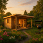 Fjordholz Gartenhaus Modell Kevin 44 mit Vordach