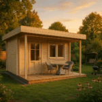 Fjordholz Gartenhaus Modell Kurt 44 A mit Vordach