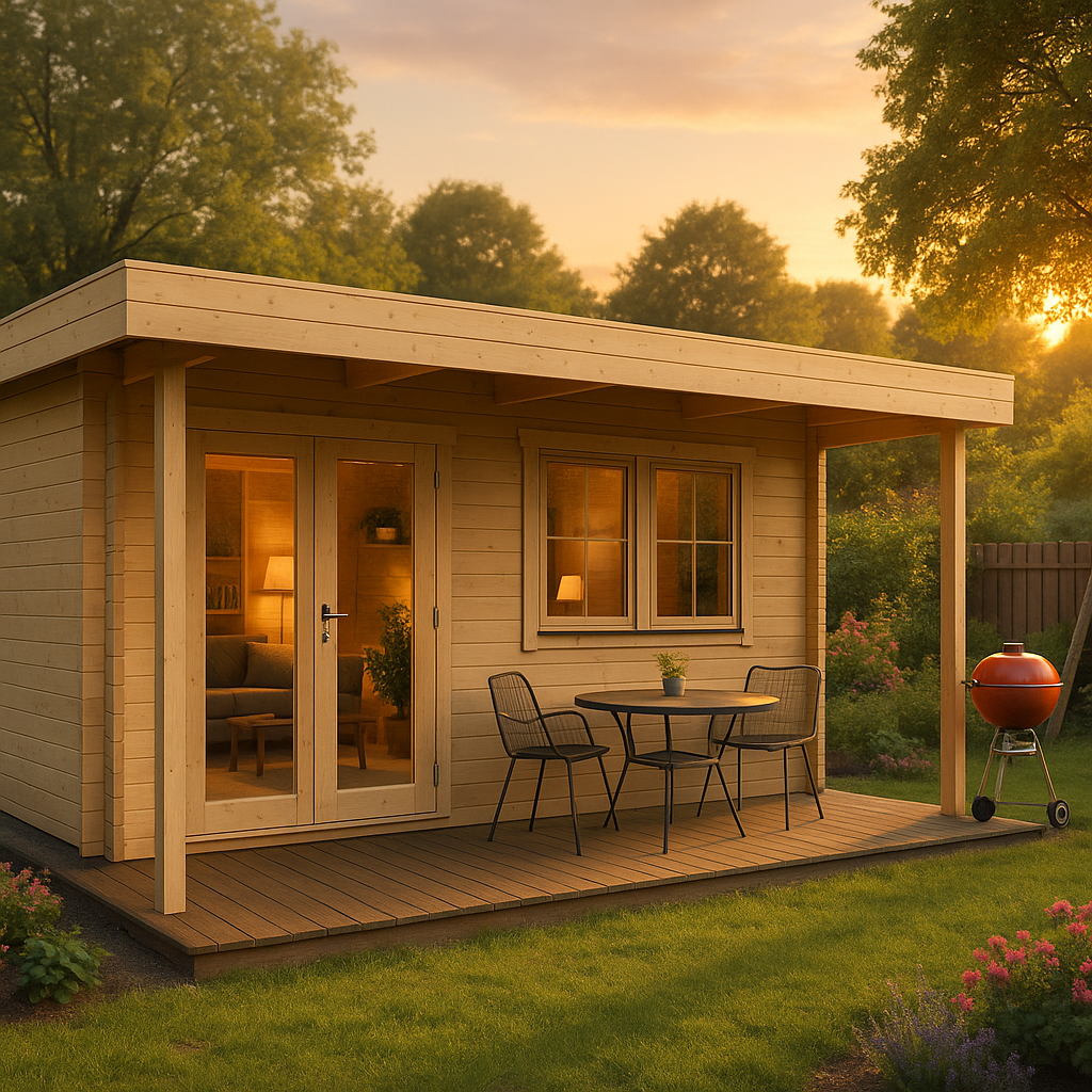 Fjordholz Gartenhaus Modell Kurt 44 A mit Vordach Fjordholz Gartenhaus Modell Kurt 44 A mit Vordach