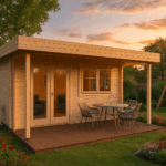 Fjordholz Gartenhaus Modell Kurt 44 B mit Vordach