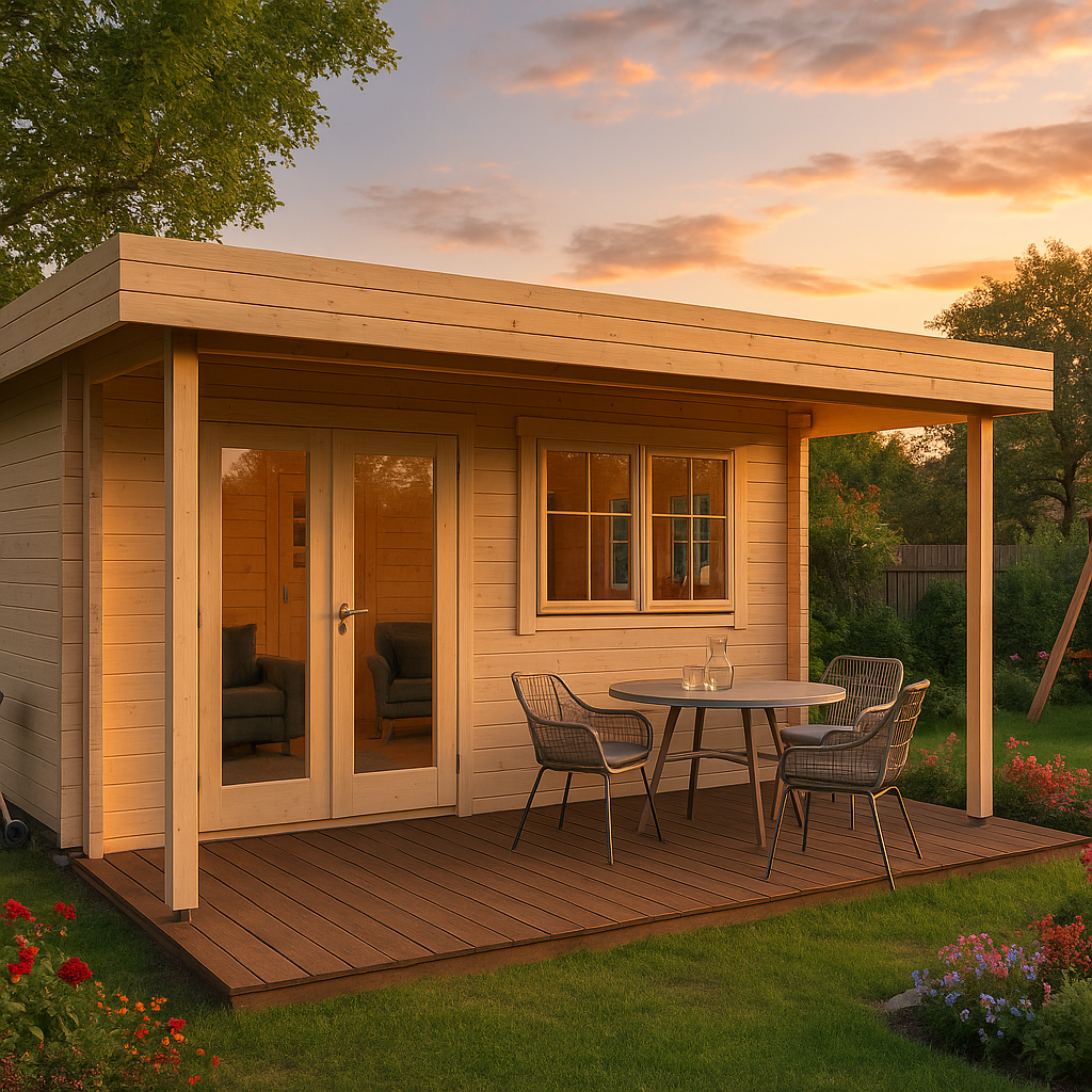 Fjordholz Gartenhaus Modell Kurt 44 B mit Vordach