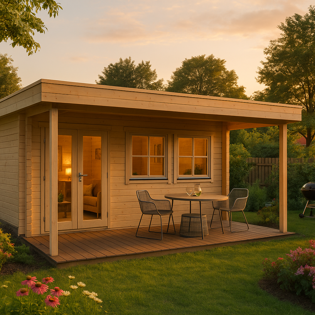 Fjordholz Gartenhaus Modell Kurt 44 B mit Vordach Fjordholz Gartenhaus Modell Kurt 44 B mit Vordach