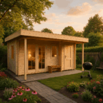 Fjordholz Gartenhaus Modell Kurt 44 C mit Vordach