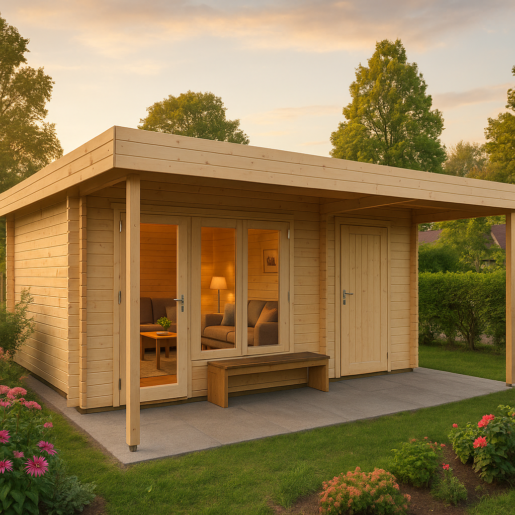 Fjordholz Gartenhaus Modell Kurt 44 C mit Vordach Fjordholz Gartenhaus Modell Kurt 44 C mit Vordach
