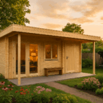 Fjordholz Gartenhaus Modell Kurt 44 D mit Vordach