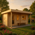 Fjordholz Gartenhaus Modell Kurt 44 D mit Vordach