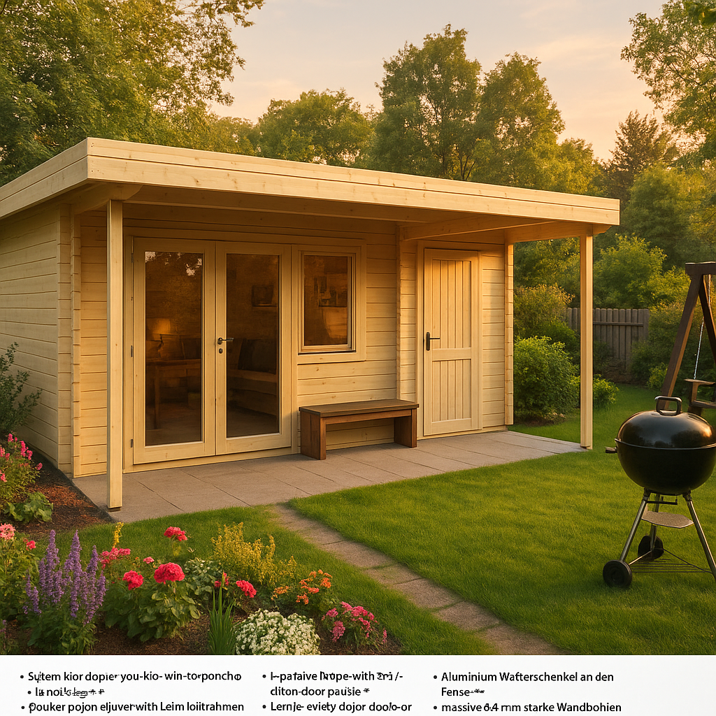 Fjordholz Gartenhaus Modell Kurt 44 D mit Vordach