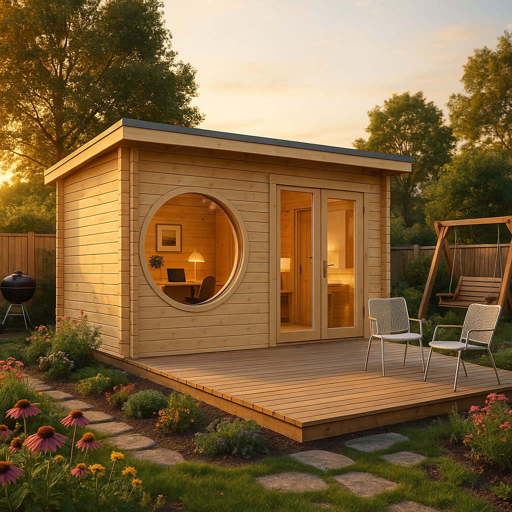 Fjordholz Gartenhaus Modell Office Box Größe M nat