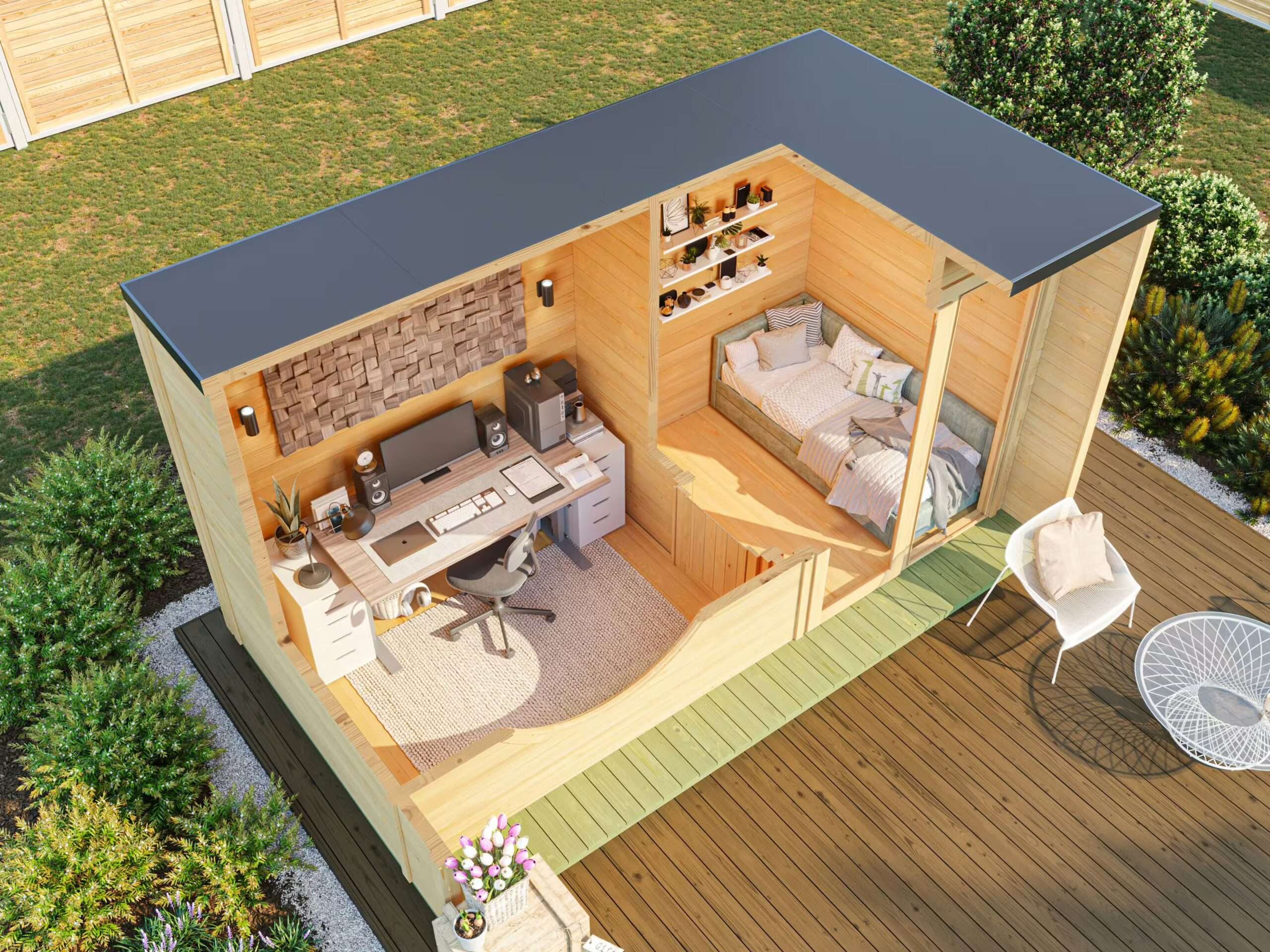 Fjordholz Gartenhaus Modell Office Box Größe M nat| Rabatt: 26%|4x3m