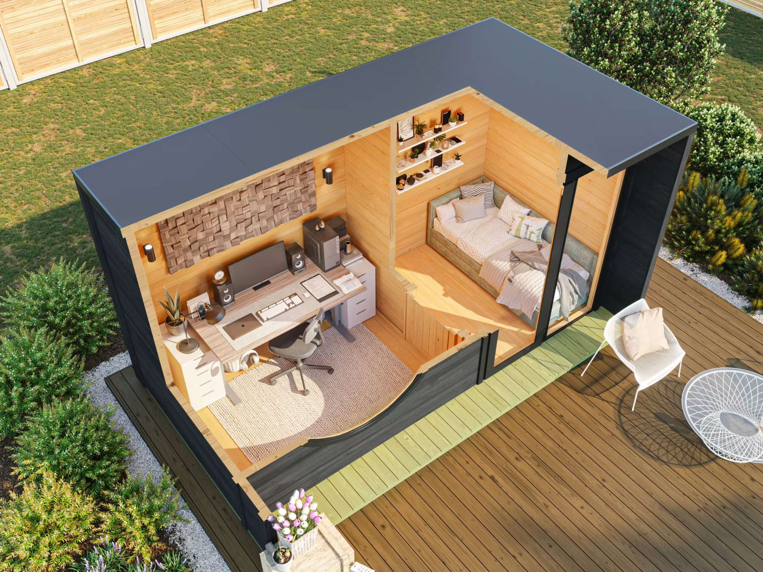 Fjordholz Gartenhaus Modell Office Box Größe M sch| Rabatt: 26%|5x3m