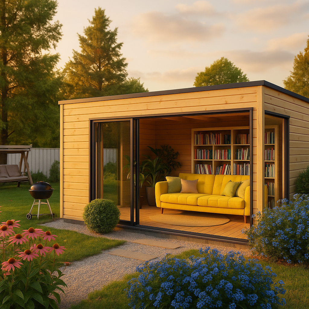 Fjordholz Gartenhaus Modell Q-BIC Alu 44 F