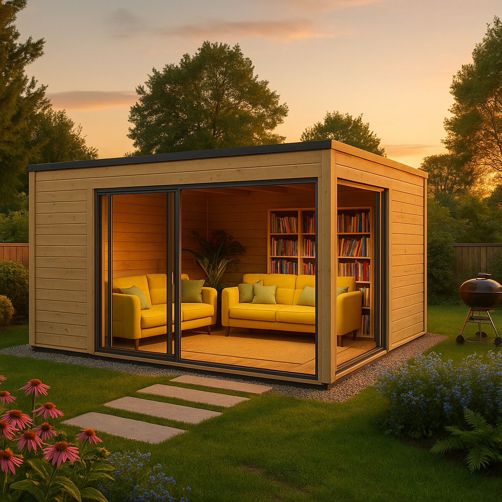 Fjordholz Gartenhaus Modell Q-BIC Alu 44 F