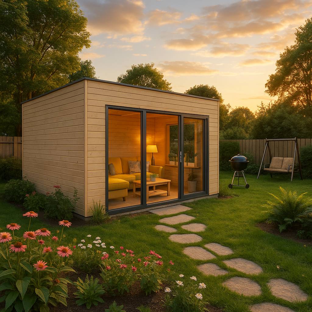 Fjordholz Gartenhaus Modell Q-BIC Alu 44 F