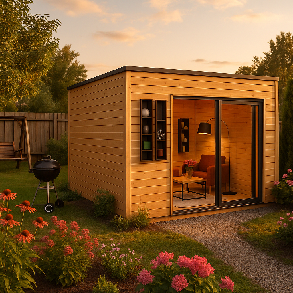 Fjordholz Gartenhaus Modell Q-BIC Alu 44 G