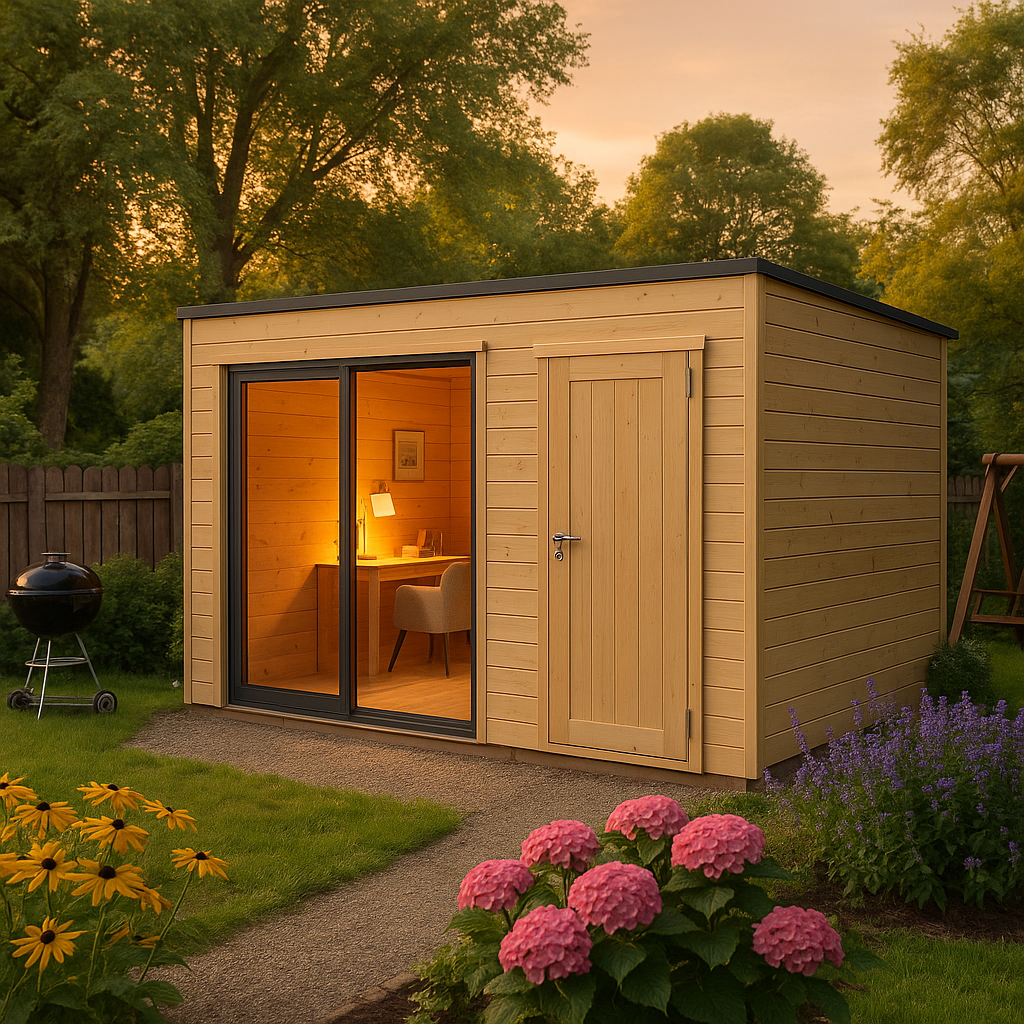 Fjordholz Gartenhaus Modell Q-BIC Alu 44 I
