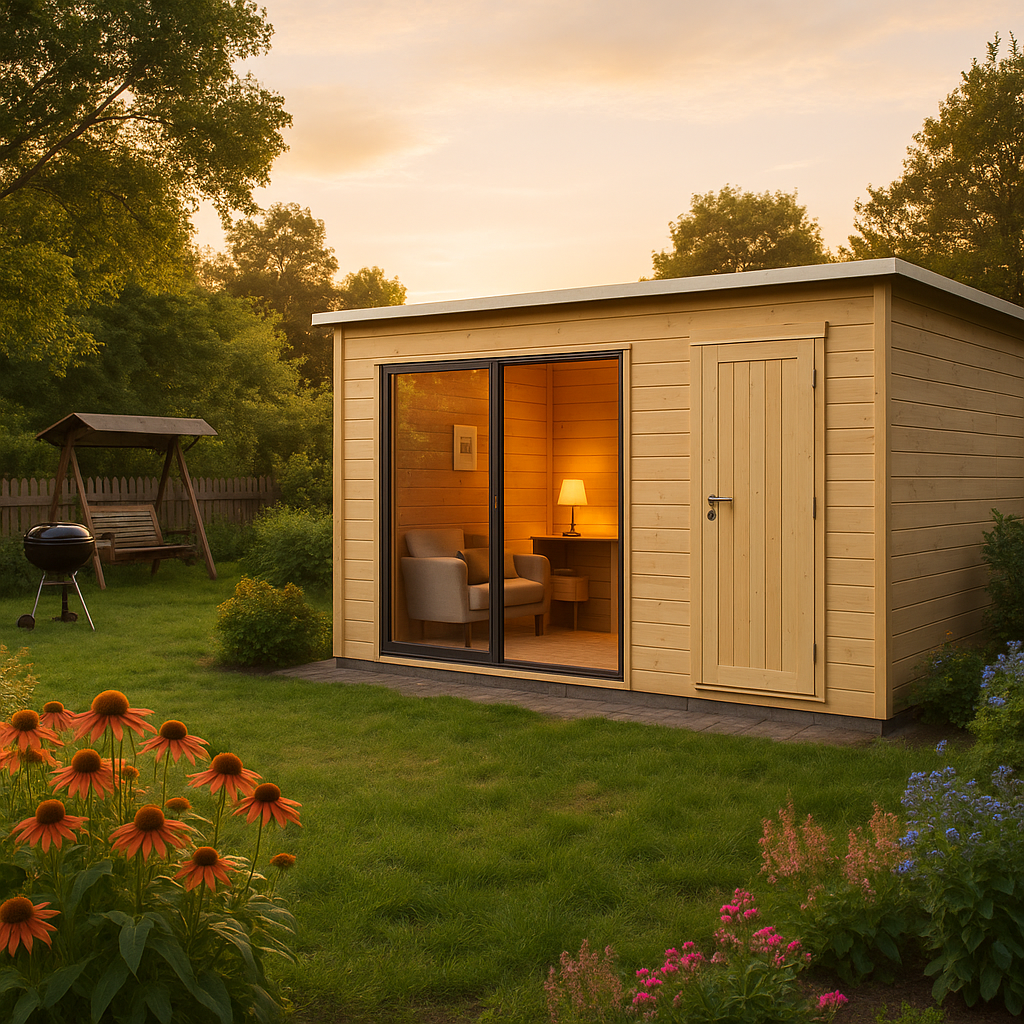 Fjordholz Gartenhaus Modell Q-BIC Alu 44 I