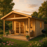 Fjordholz Gartenhaus Modell Rolf 44 A mit Vordach