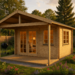 Fjordholz Gartenhaus Modell Rolf 44 A mit Vordach