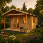 Fjordholz Gartenhaus Modell Rolf 44 A mit Vordach
