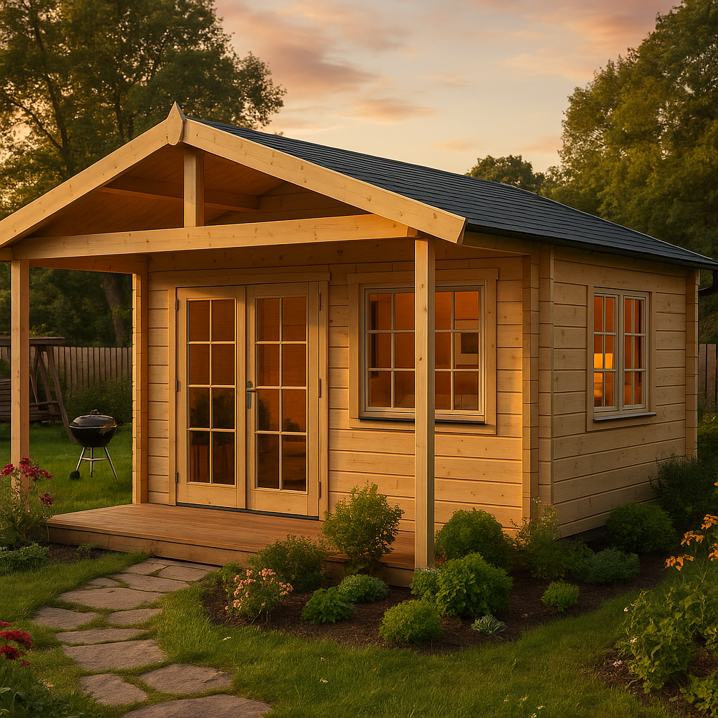Fjordholz Gartenhaus Modell Rolf 44 B mit Vordach