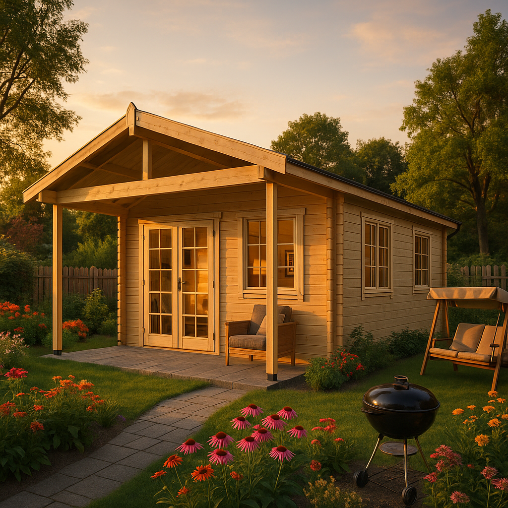 Fjordholz Gartenhaus Modell Rolf 44 B mit Vordach