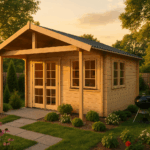 Fjordholz Gartenhaus Modell Rolf 44 B mit Vordach