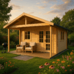 Fjordholz Gartenhaus Modell Rolf 44 C mit Vordach