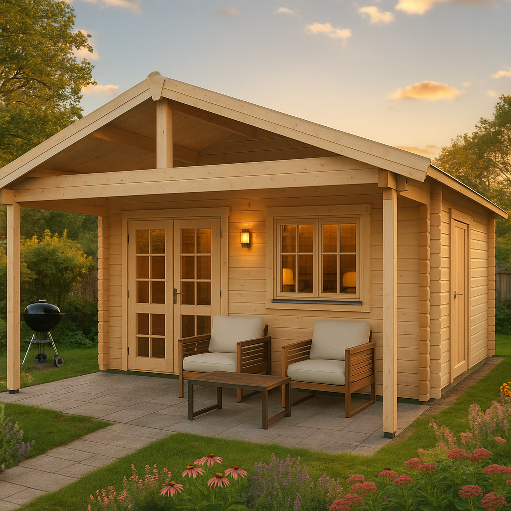 Fjordholz Gartenhaus Modell Rolf 44 D mit Vordach Fjordholz Gartenhaus Modell Rolf 44 D mit Vordach