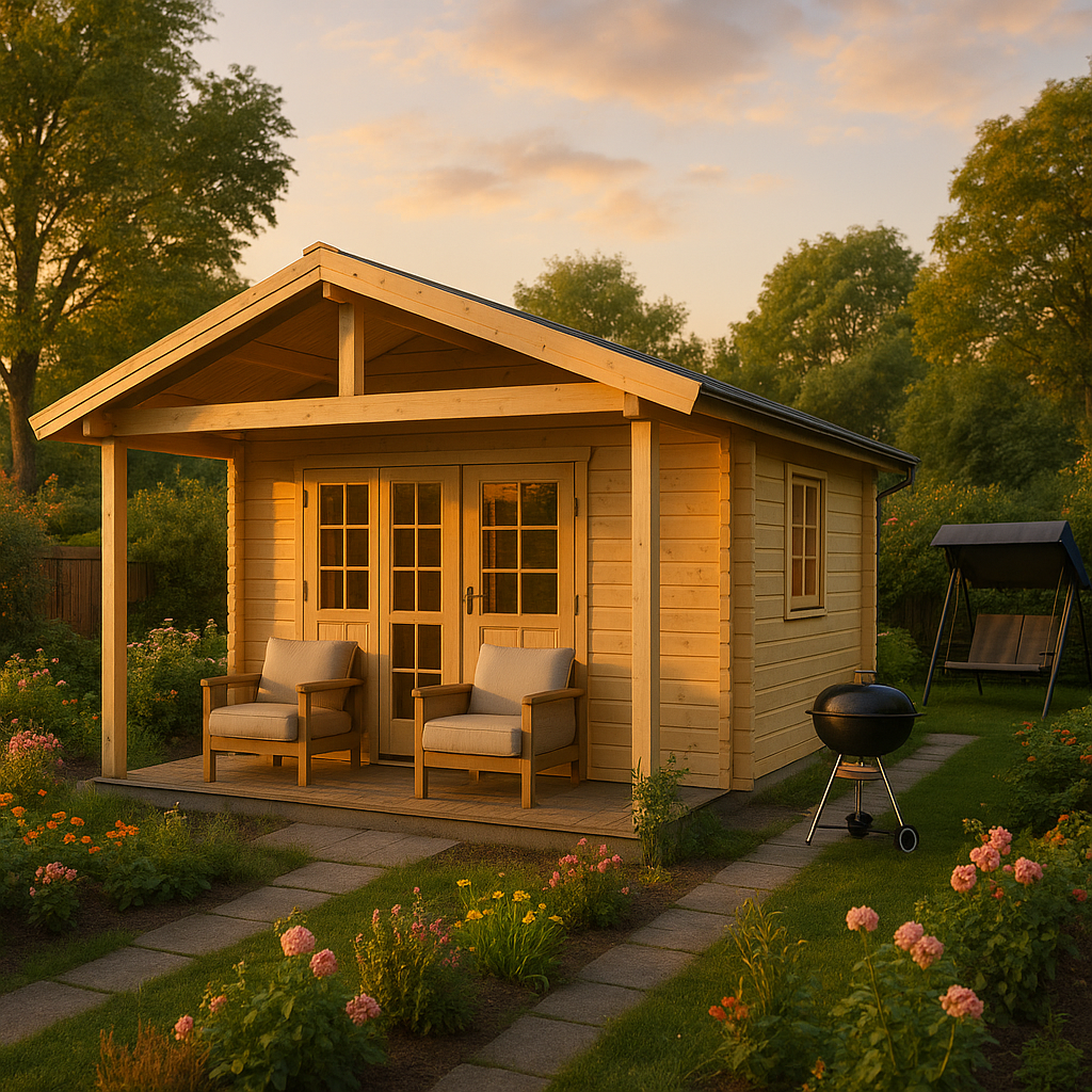 Fjordholz Gartenhaus Modell Rolf 44 D mit Vordach Fjordholz Gartenhaus Modell Rolf 44 D mit Vordach