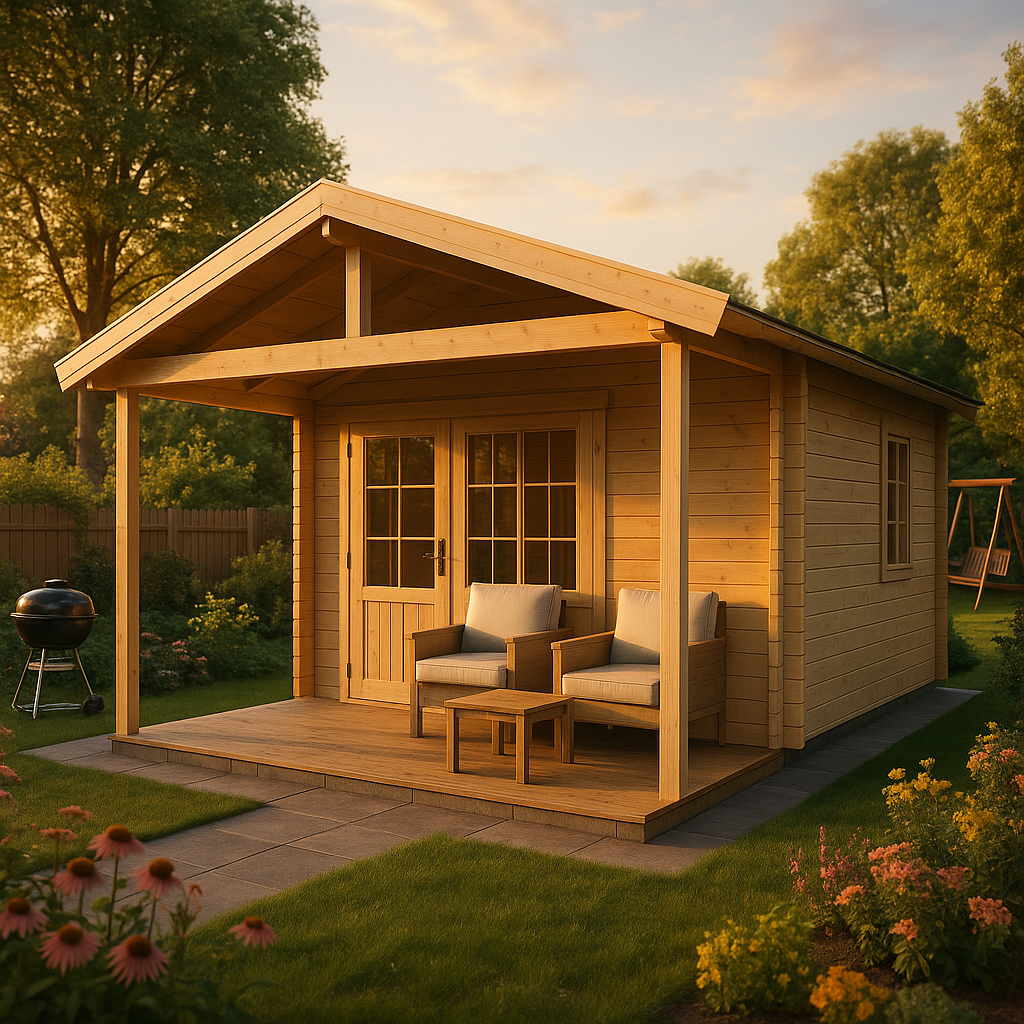 Fjordholz Gartenhaus Modell Rolf 44 D mit Vordach