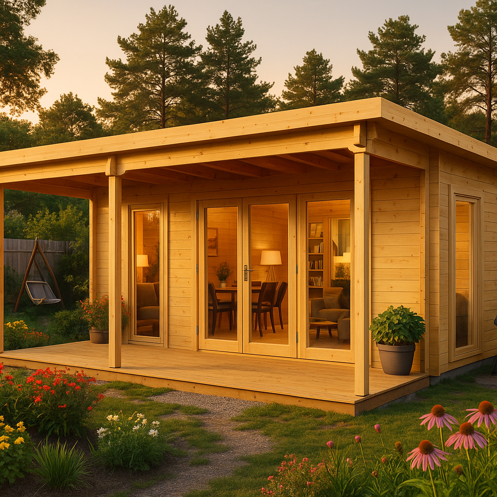 Fjordholz Gartenhaus Modell Taunus 70 mit Vordach