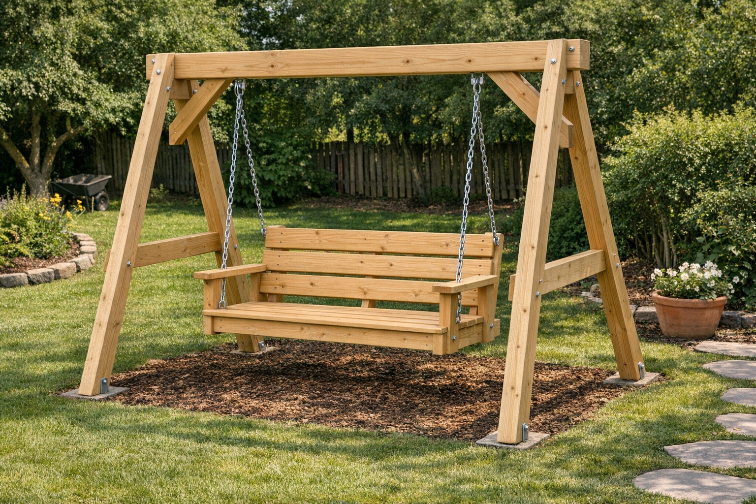 Gartenschaukel aus Holz selber bauen – Bauanleitung Schritt für Schritt