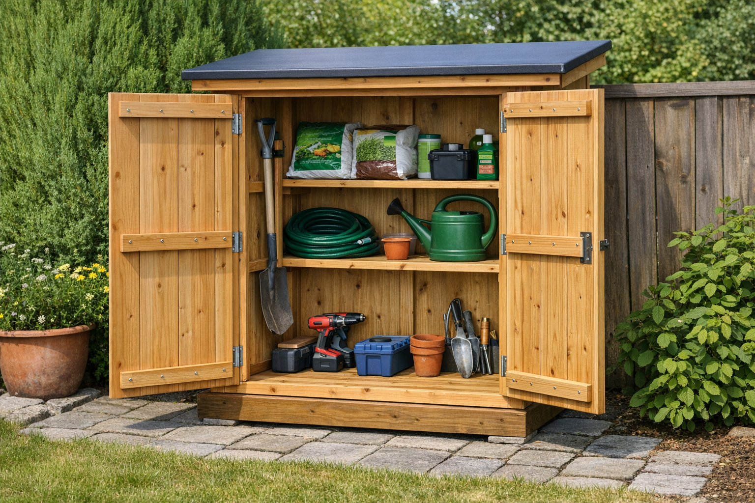 Gartenschrank mit Doppeltür selber bauen – Bauanleitung Schritt für Schritt