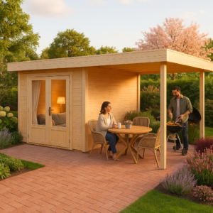 Gartenzimmer mit Vordach “Lucas D” 6x4m | Gartenhaus mit Vordach | Modernes Vordach aus Holz | Gartenhaus 4x6m mit Sonnendach Unkategorisiert online kaufen