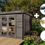 ECO Set - Gartenhaus Paloma Sol - grau|3x3m