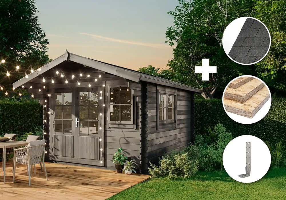 ECO Set - Gartenhaus Gabriel - 34 300 x 400 cm - grau|4x3m