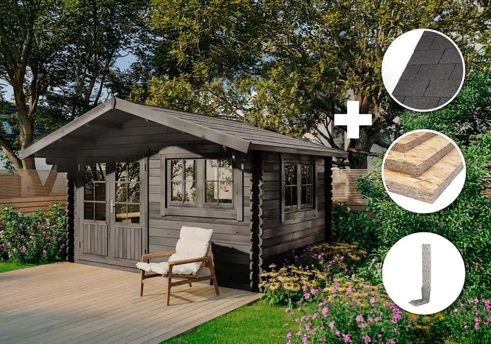 ECO Set - Gartenhaus Gabriel - 34 400 x 300 cm - grau|4x3m