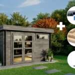 ECO Set - Gartenhaus Leandro - 28 - grau|4x3m