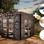 ECO Set - Gartenhaus Paloma Beach - grau|3x3m